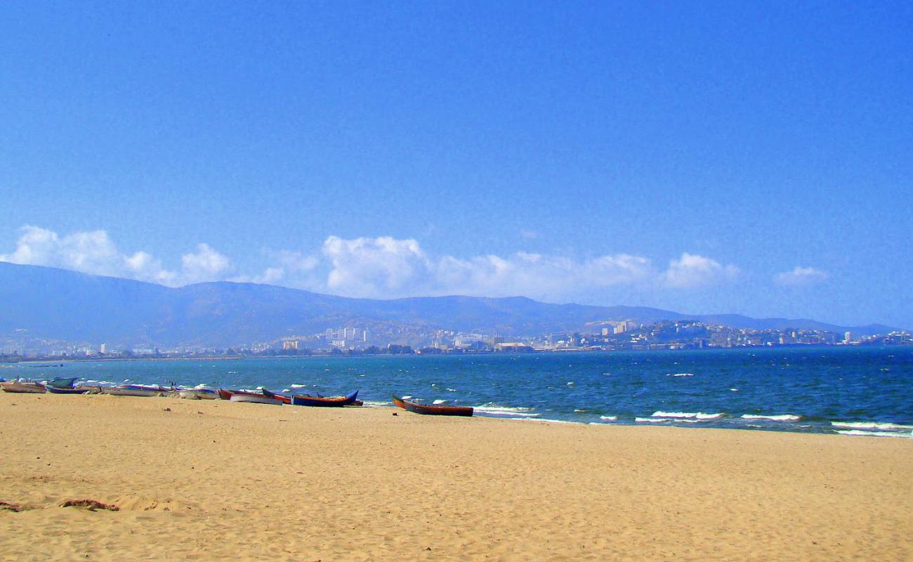 Photo de Plage Sidi Salem avec sable lumineux de surface