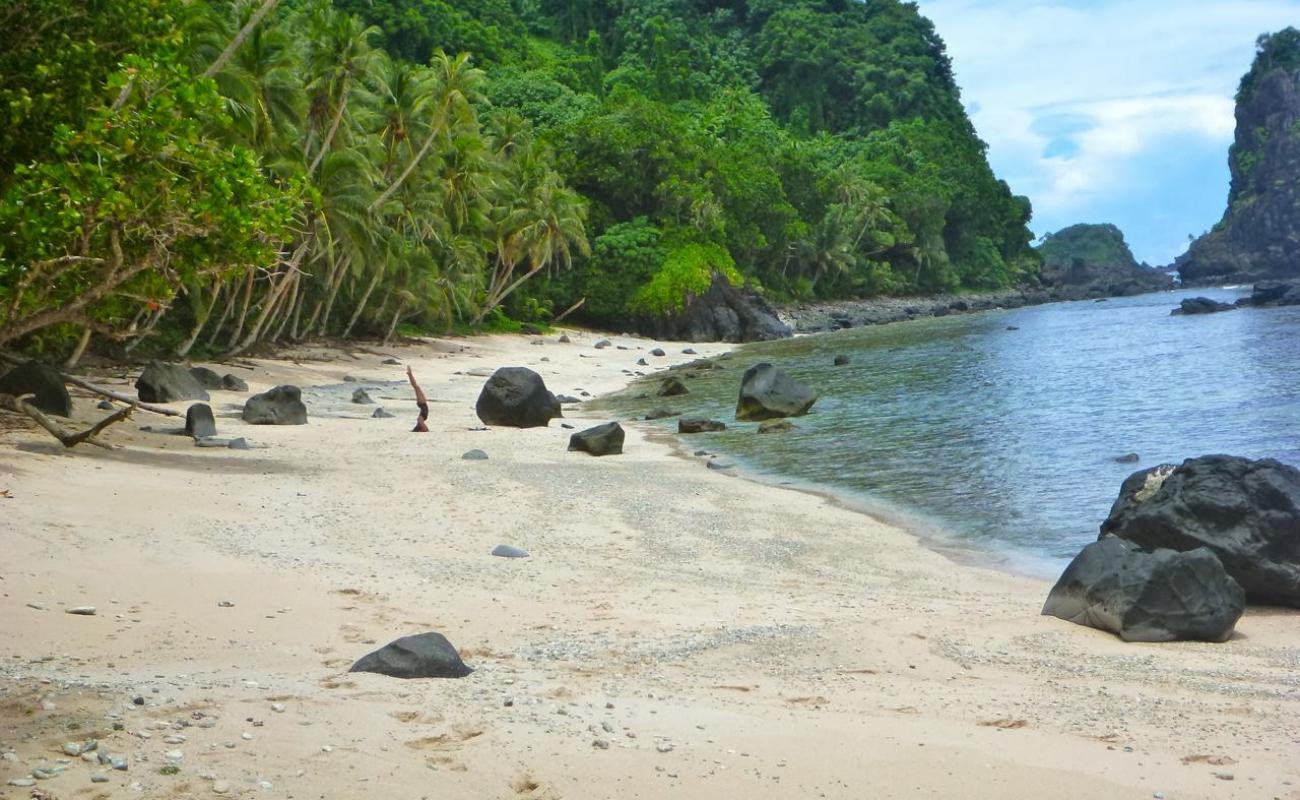 Photo de Palagi Beach avec sable brillant et rochers de surface