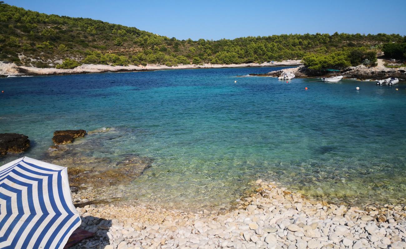 Photo de Ruda beach avec caillou blanc de surface