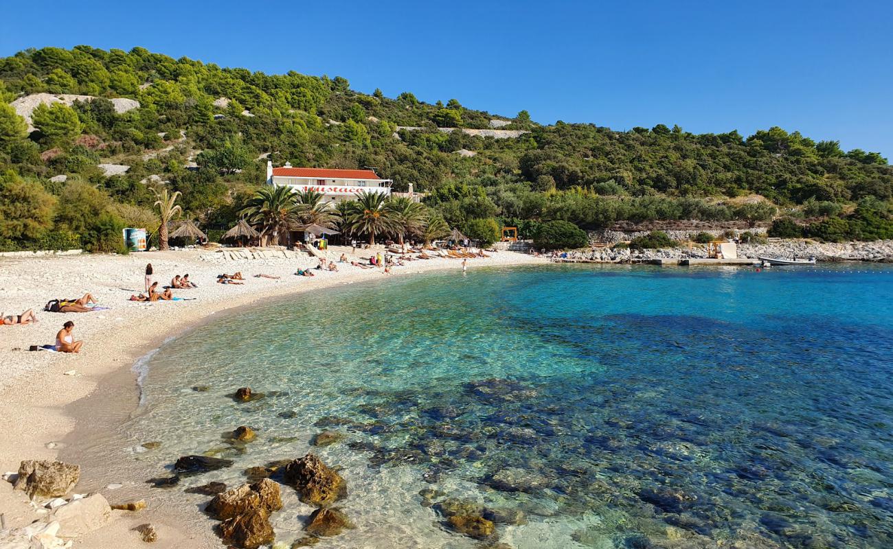 Photo de Plage de Pokonji dol avec galets blancs de surface