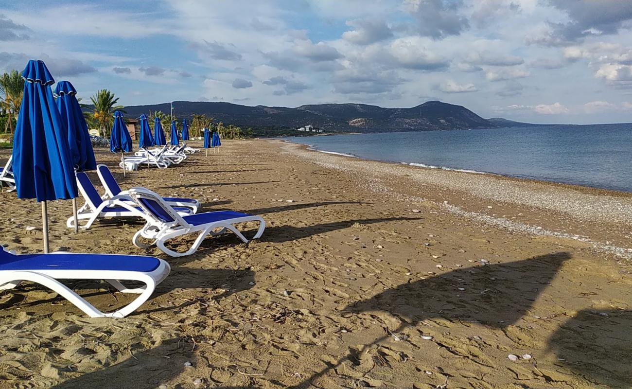 Photo de Latsi beach avec sable beige & galets de surface