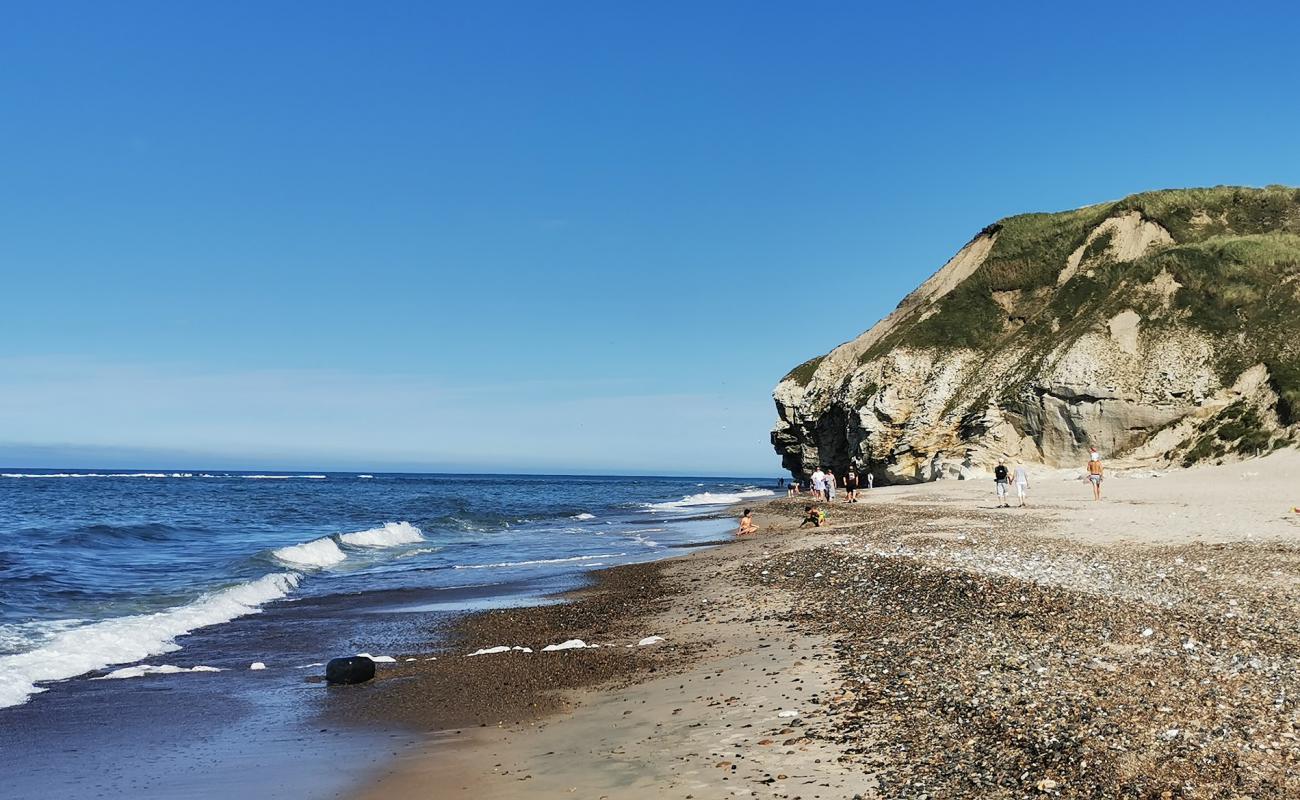 Photo de Bulbjerg Beach avec sable clair avec caillou de surface