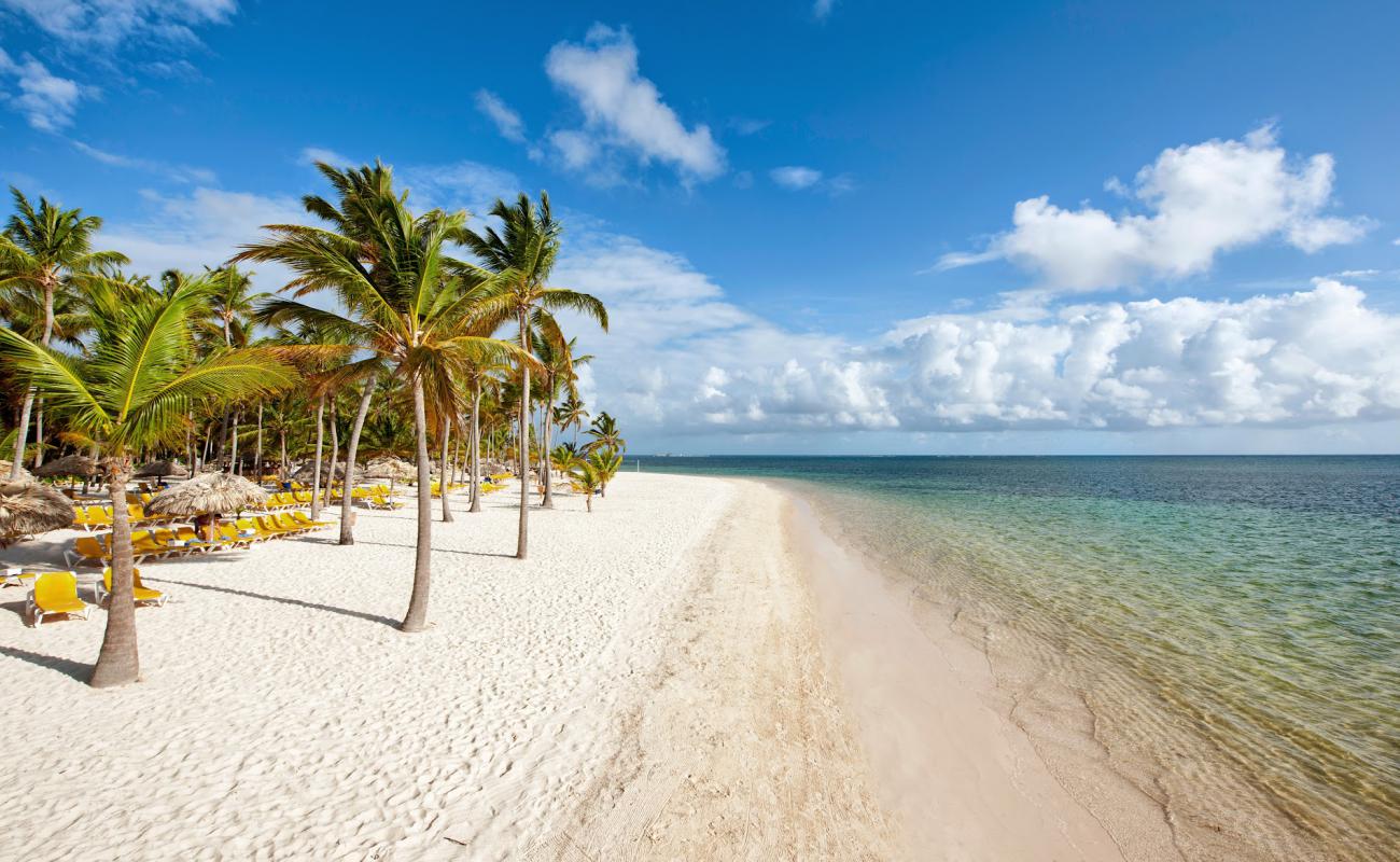 Photo de Plage de Catalogne Bavaro avec sable fin blanc de surface