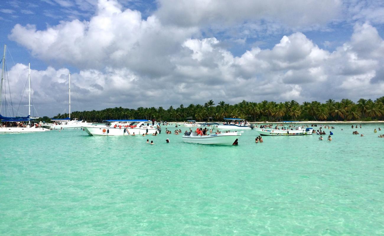 Photo de Saona beach avec sable fin et lumineux de surface