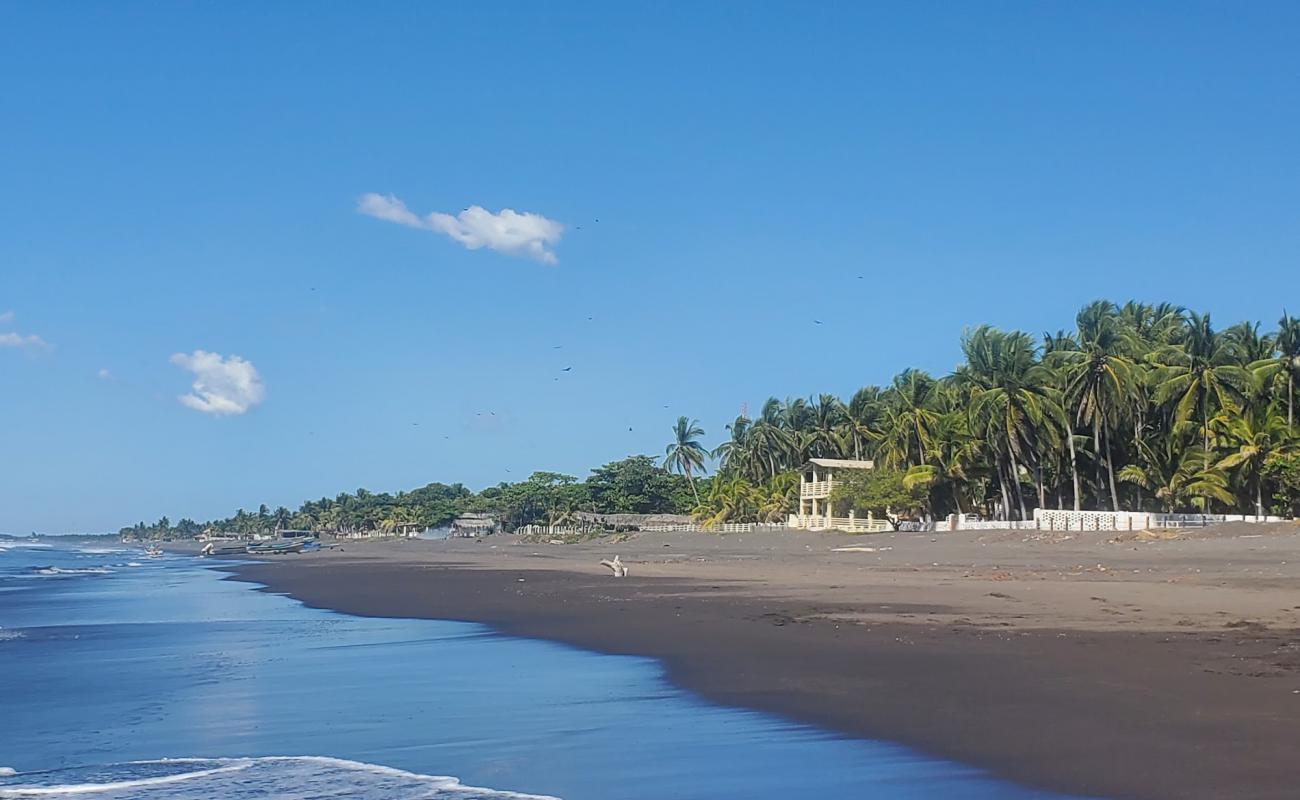 Photo de Sea green beach avec sable brun de surface