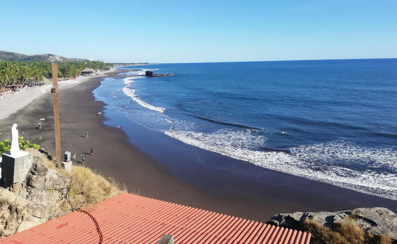 Photo de El Sunzal beach avec sable gris avec caillou de surface