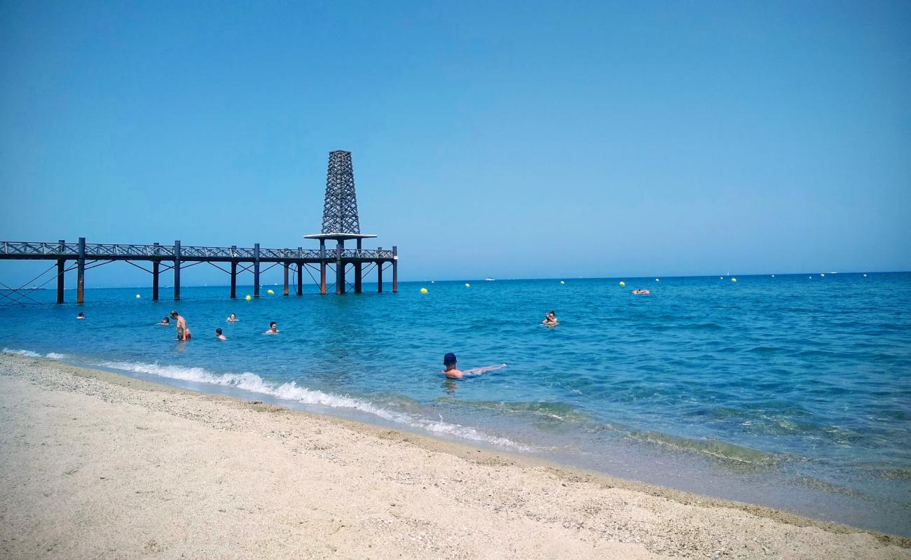 Photo de Port Leucate beach avec sable beige fin de surface