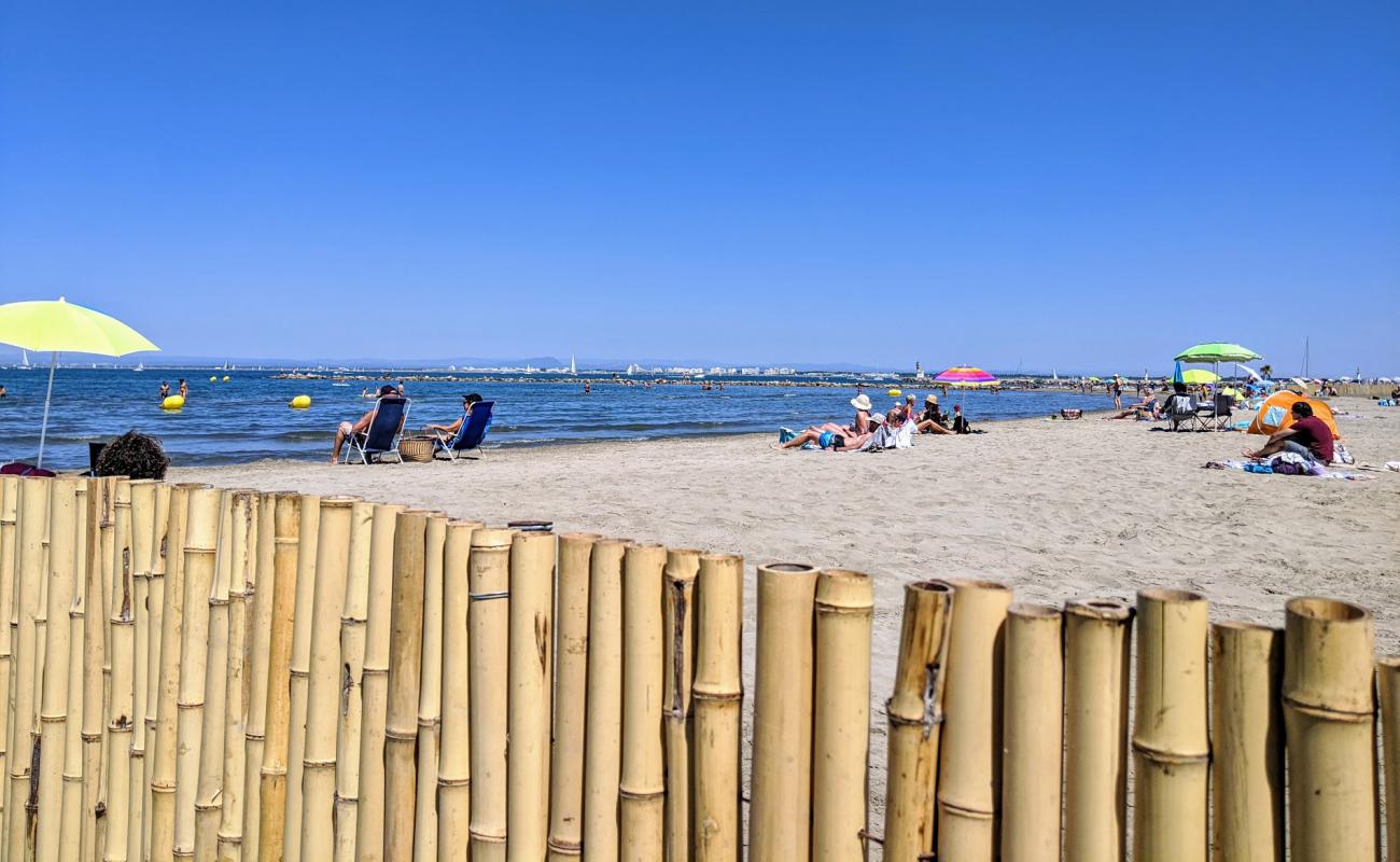 Photo de Port Camargue beach avec sable fin et lumineux de surface