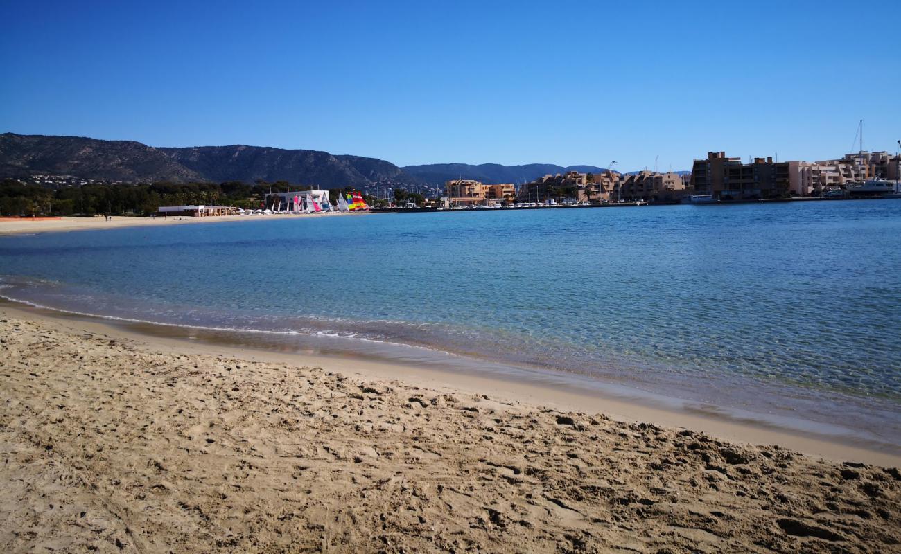 Photo de Plage de La Favière avec sable fin et lumineux de surface