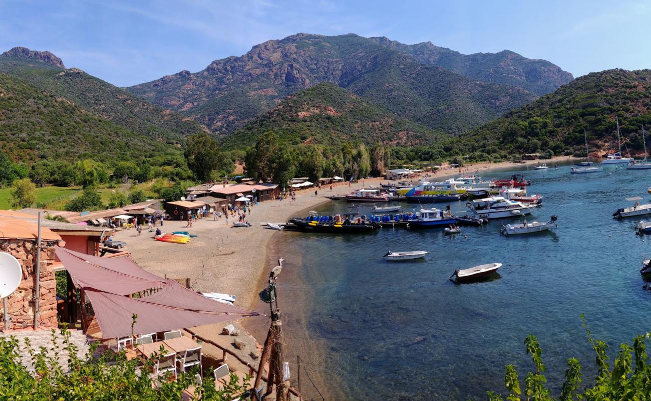 Photo de Girolata beach avec sable beige & galets de surface