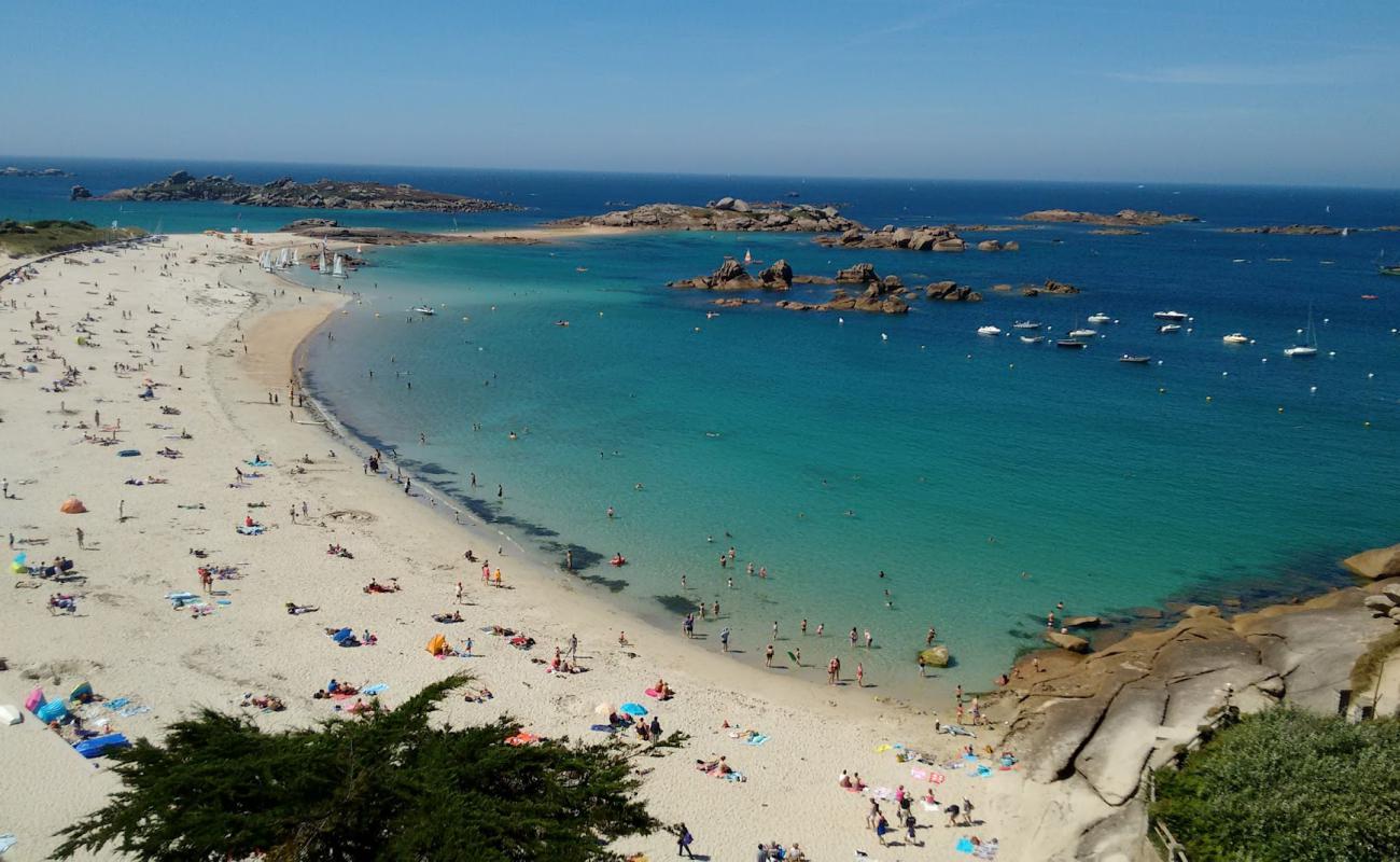 Photo de Plage de la Greve Blanche avec sable beige de surface