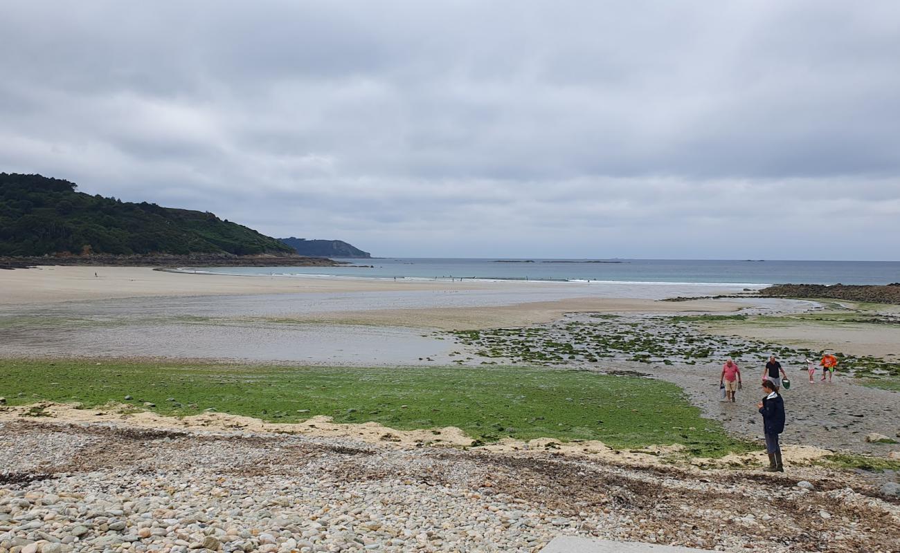 Photo de Plage du Moulin de la Rive avec sable brillant et rochers de surface