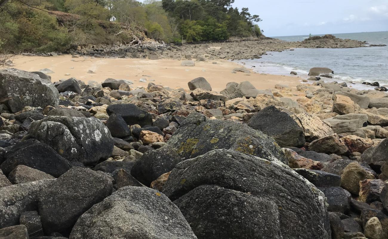 Photo de Plage enclavee avec sable beige & pierres de surface