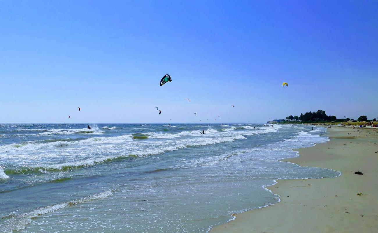 Photo de Skovmose strand avec sable lumineux de surface