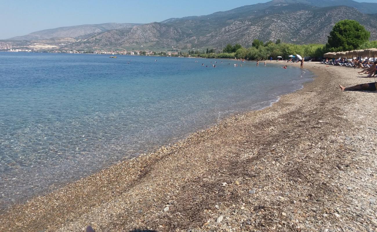 Photo de Kalamies beach avec petits galets bruns de surface