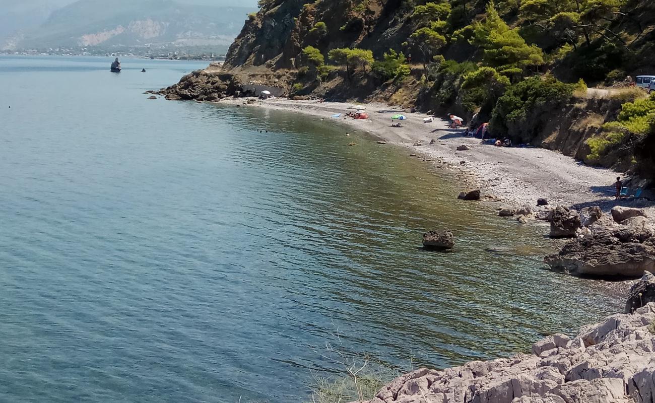 Photo de Alepochori Schinos beach avec petits galets gris de surface