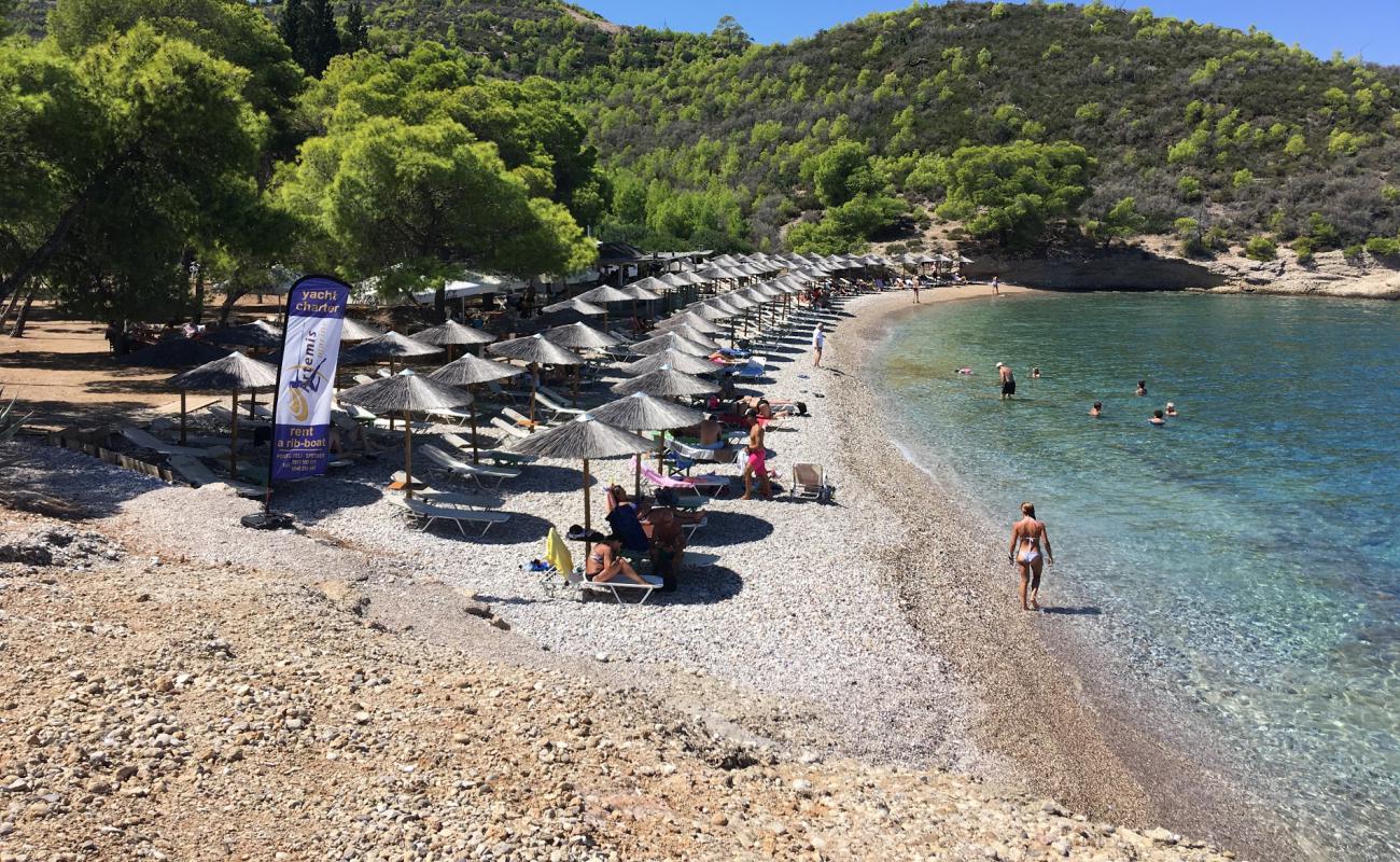 Vrelos Beach 🏖️ Spetses, Grèce - caractéristiques détaillées, carte, photos