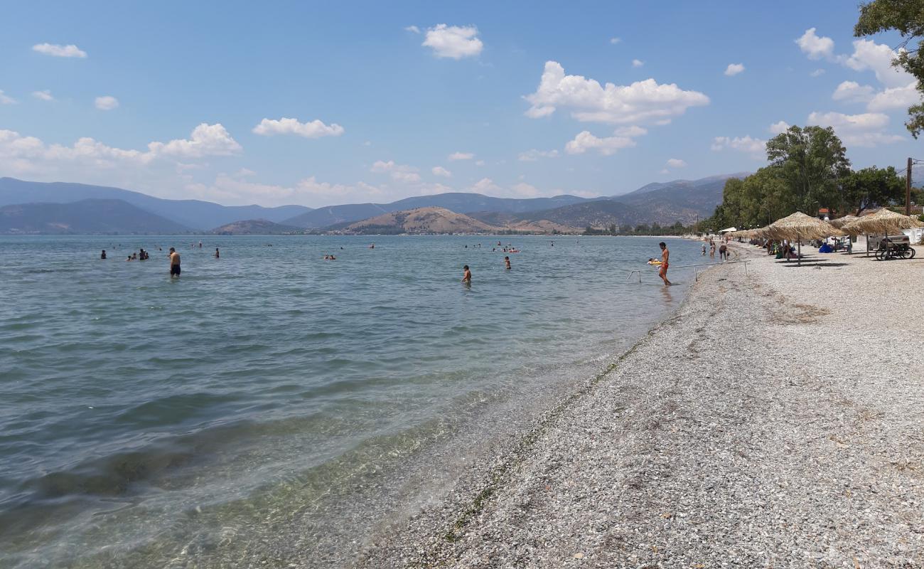 Photo de Paralia Timeniou avec galets beige de surface
