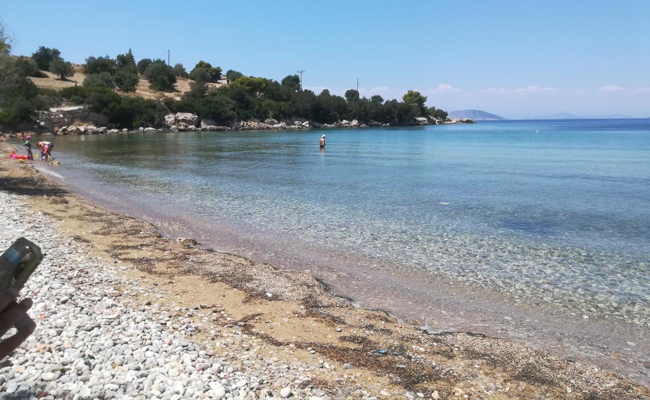 Photo de Paralia Panagitsa avec sable beige & galets de surface