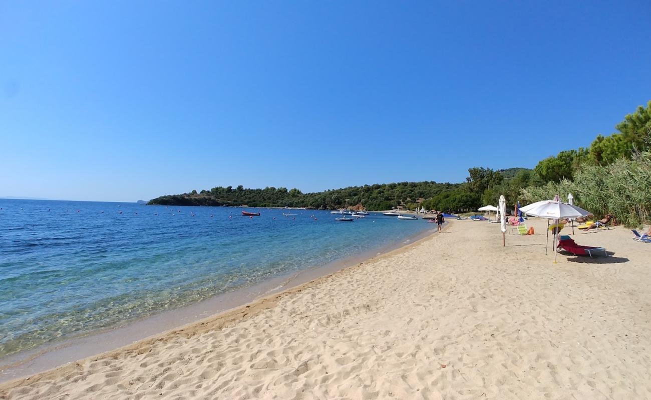 Photo de Agios Kyriaki beach avec sable fin et lumineux de surface