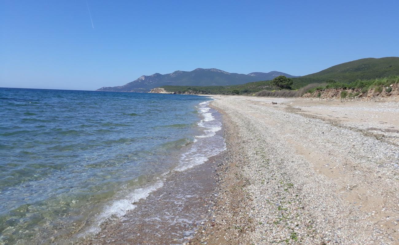 Photo de Mesimvria Zoni beach avec sable beige & galets de surface