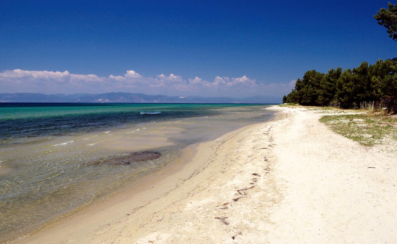 Photo de Platana beach avec sable blanc de surface