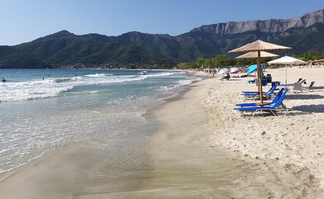 Photo de Golden Sand beach avec sable fin blanc de surface