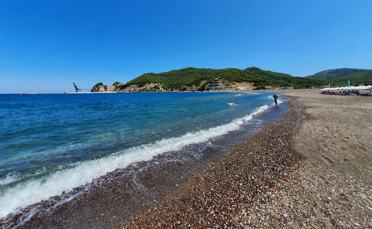 Photo de Kymasi beach avec caillou fin brun de surface