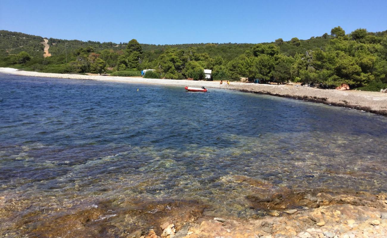 Photo de Kyra Panagia beach avec caillou brun de surface