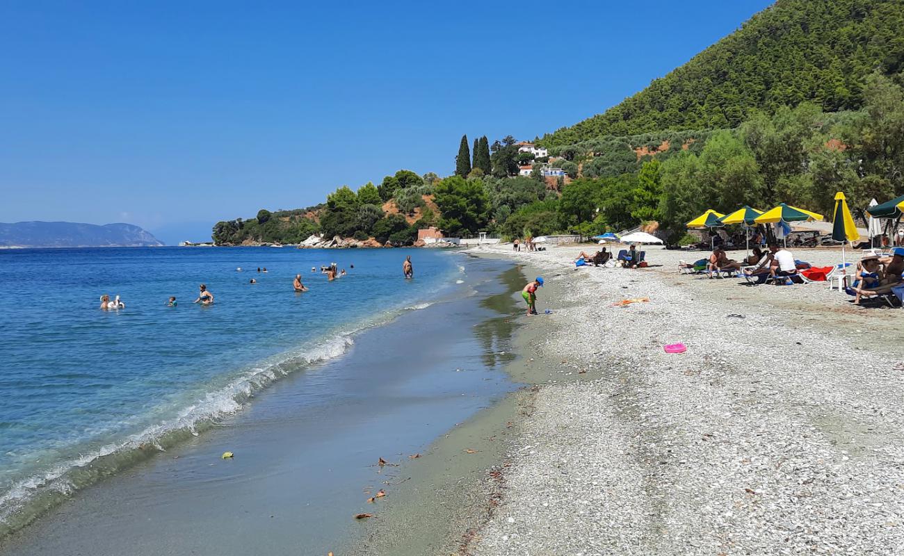 Photo de Ammos beach avec sable clair avec caillou de surface