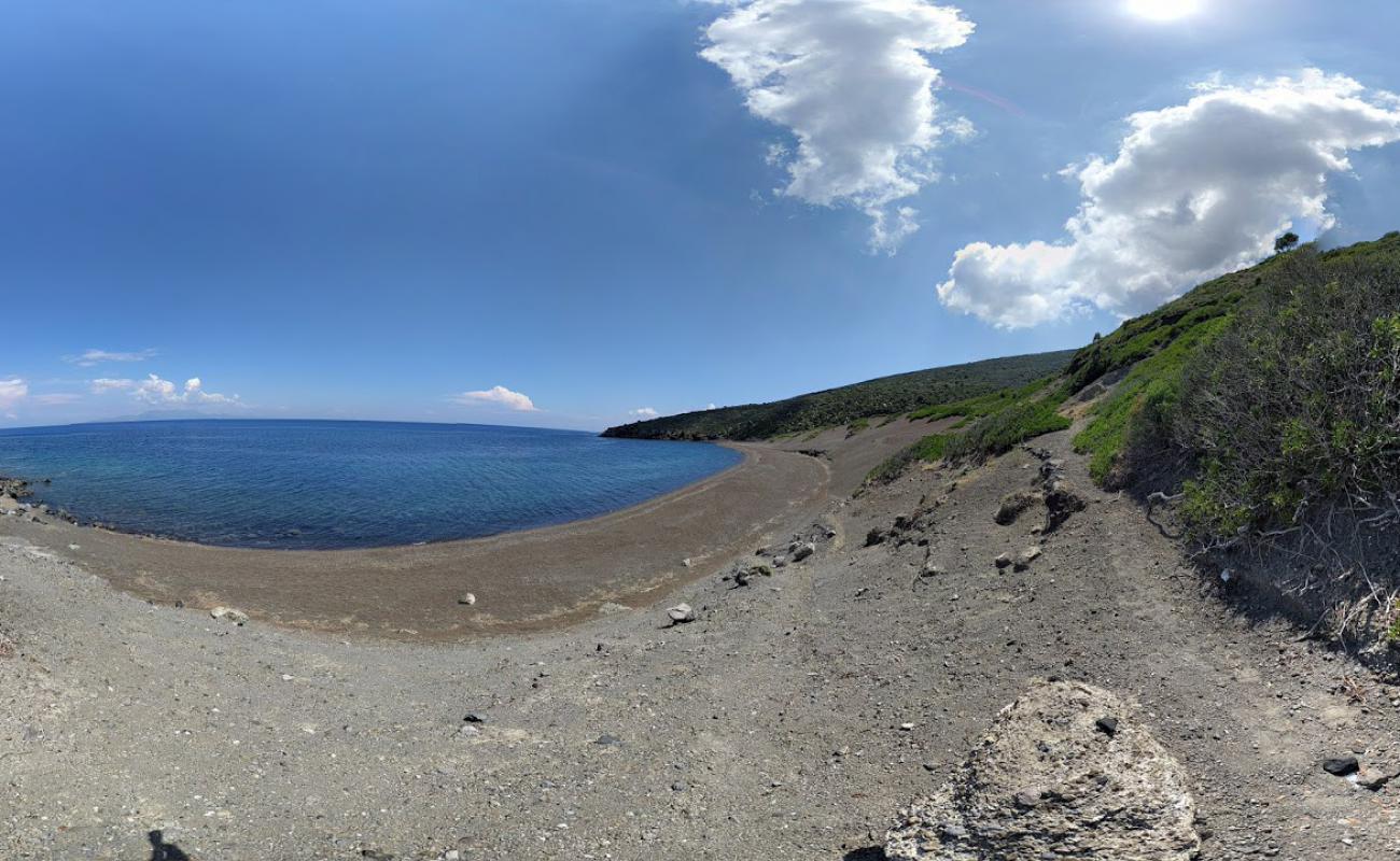 Photo de Pachia Ammos avec sable brun de surface