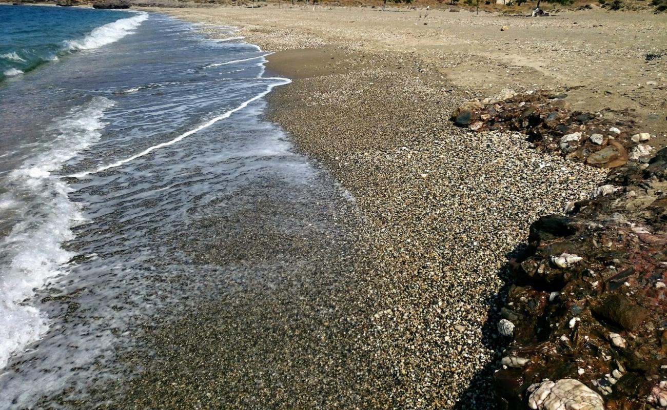 Photo de Paralia Lakka avec sable noir avec caillou de surface