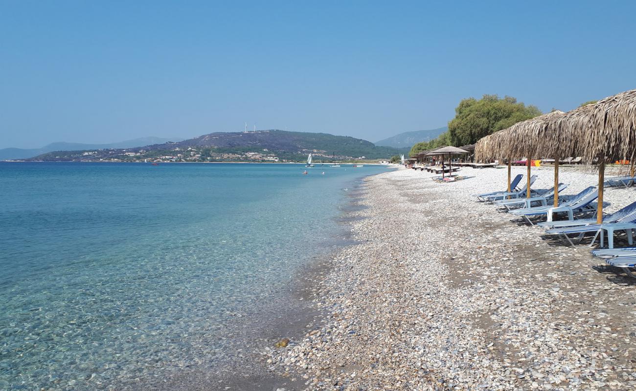 Photo de Mykali beach avec caillou clair de surface