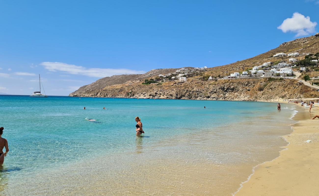 Photo de Plage de Kalo Livadi avec sable brun de surface