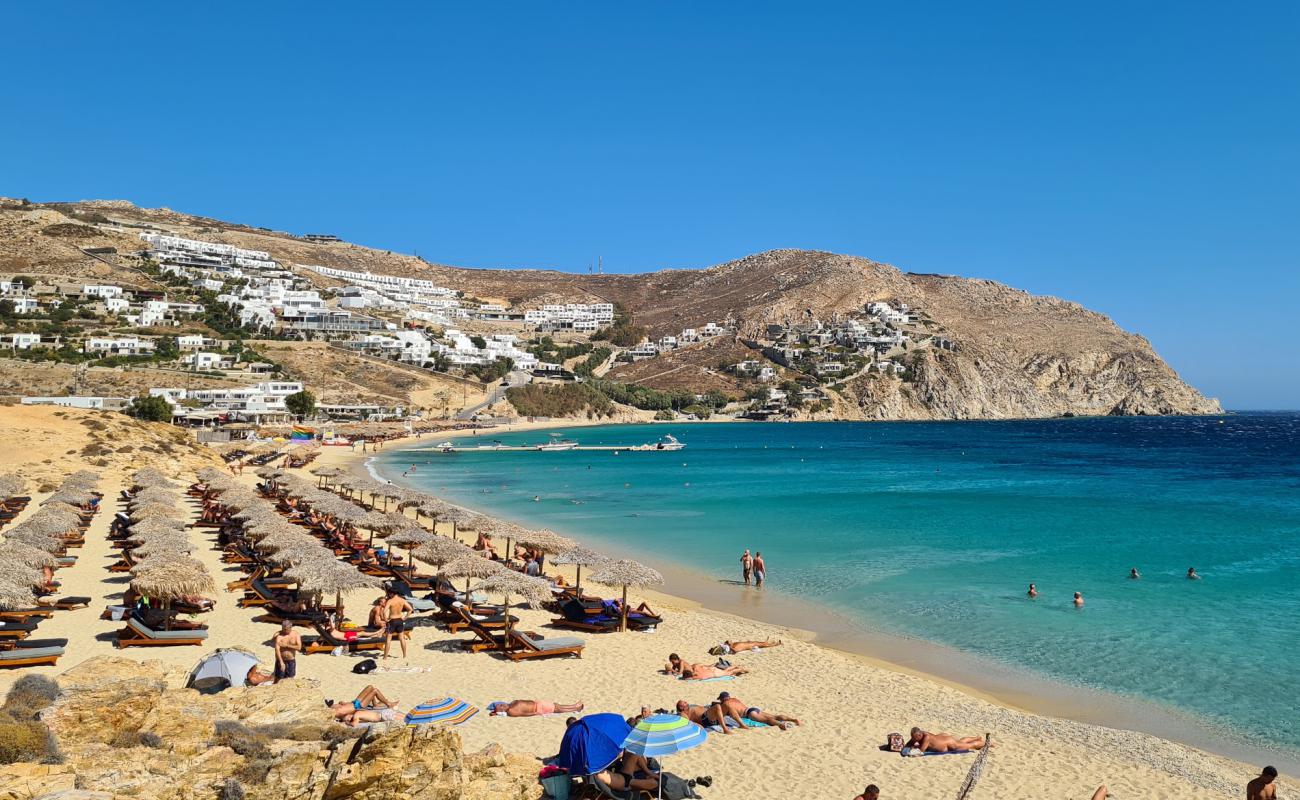 Photo de Plage d'Elia avec sable fin brun de surface