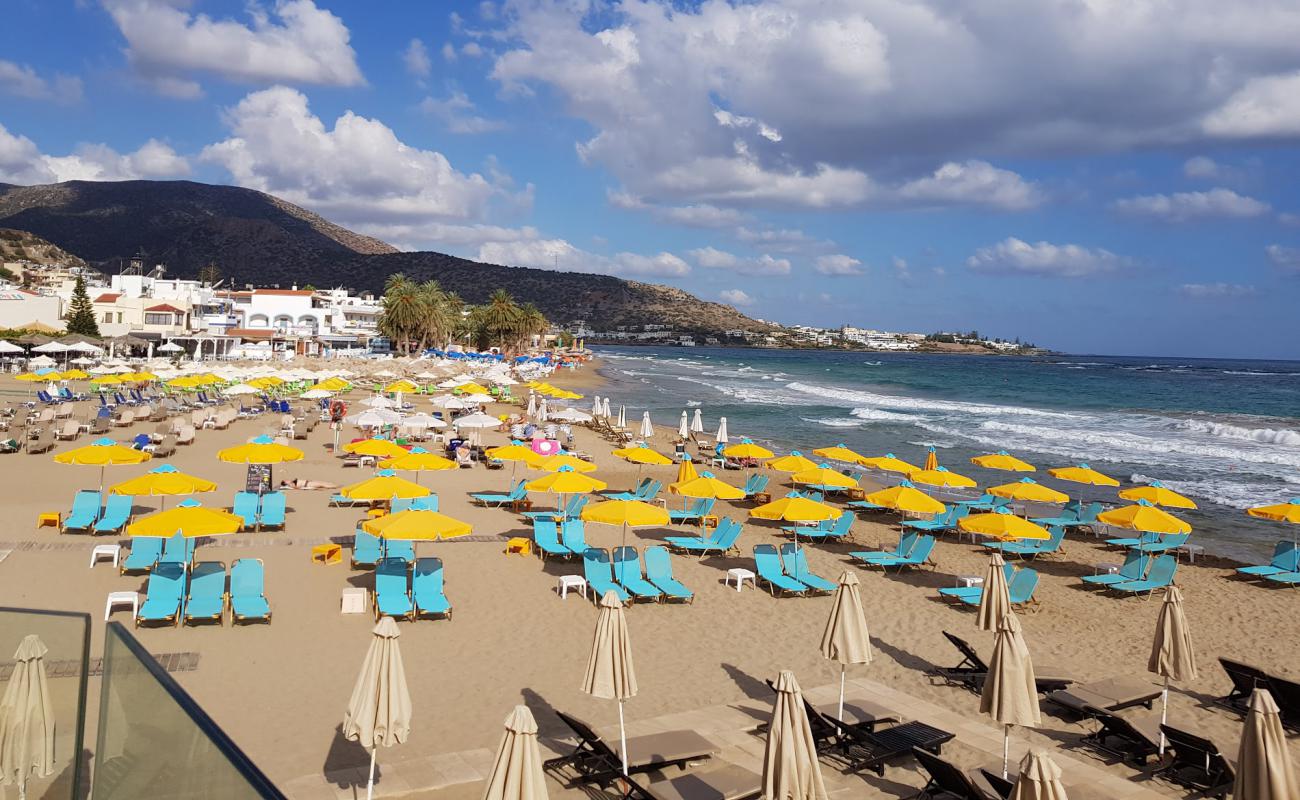 Photo de Stalis beach avec sable fin marron de surface