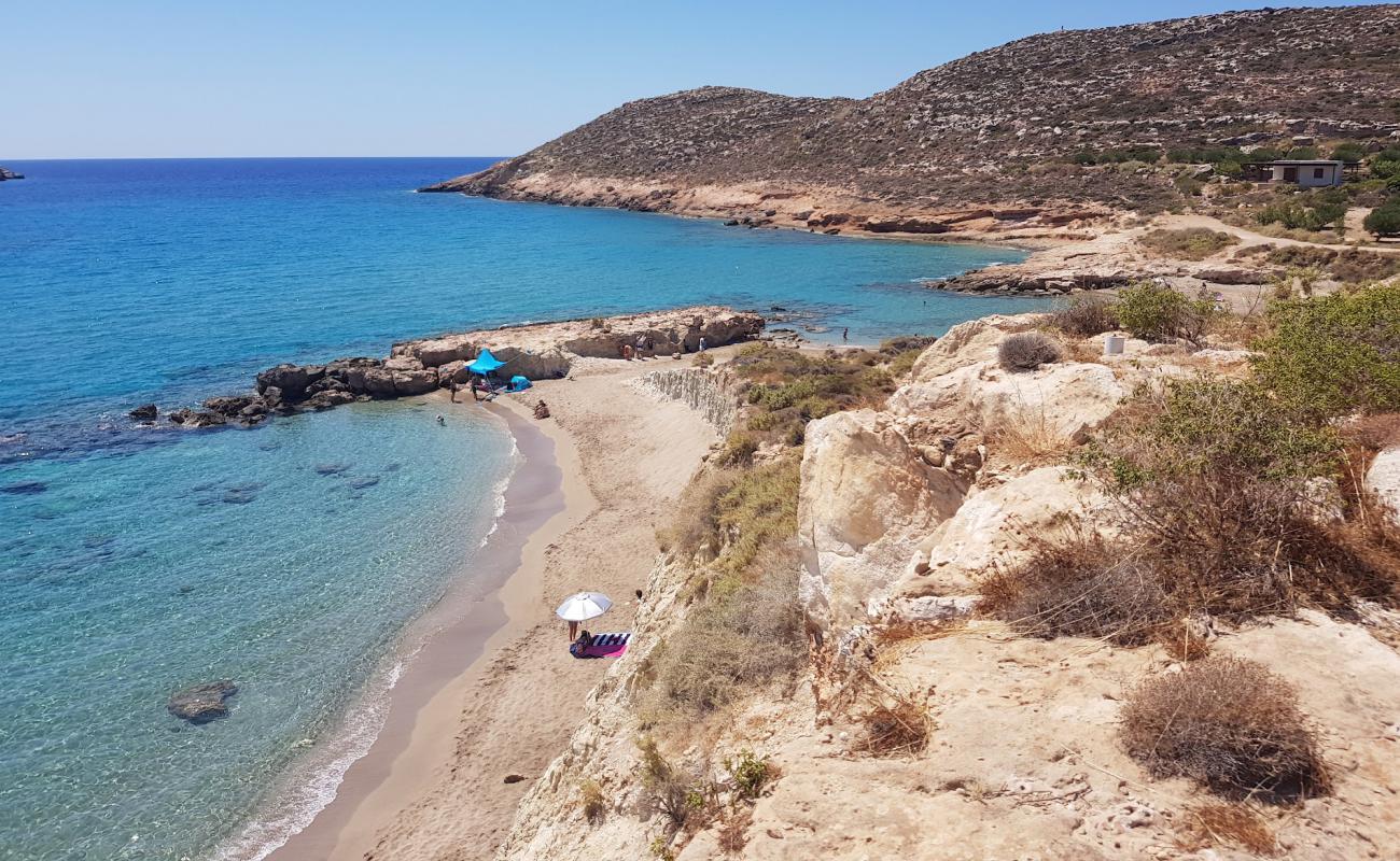 Photo de Argilos beach avec sable beige fin de surface