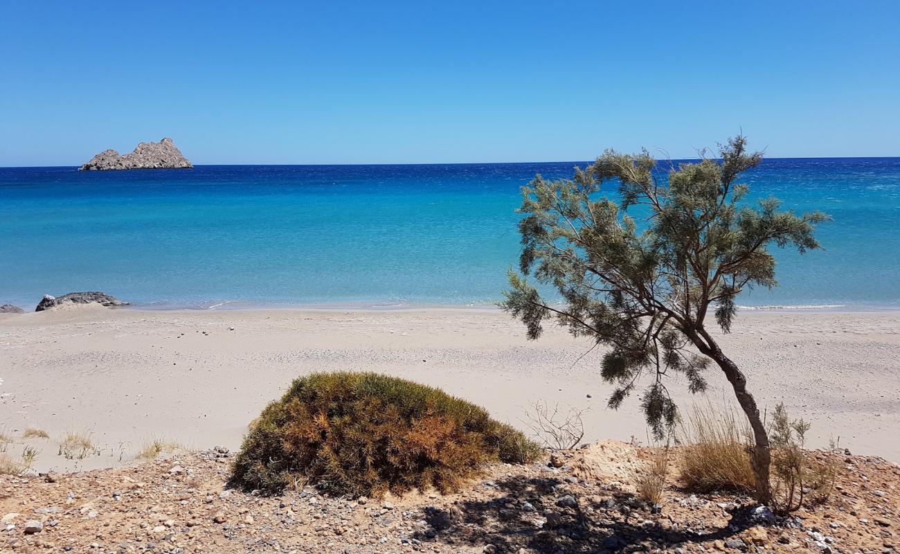 Photo de Papadakion beach avec sable fin et lumineux de surface