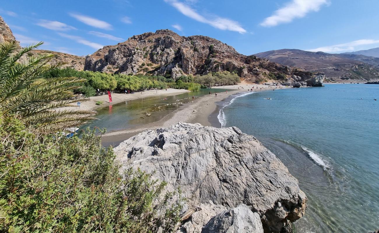 Photo de Plage Preveli avec caillou fin gris de surface