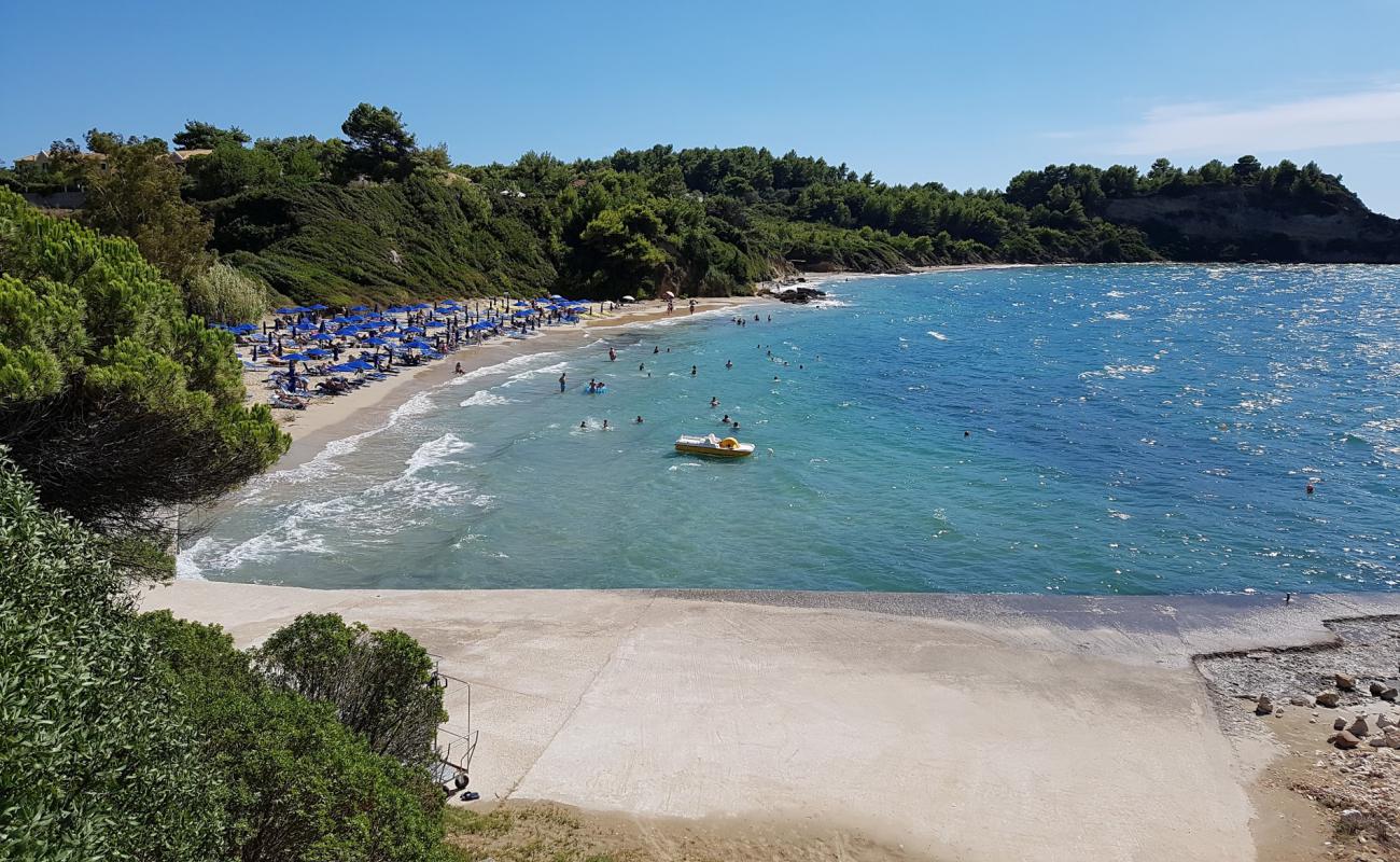 Photo de Plage de Paliostafida avec sable fin brun de surface