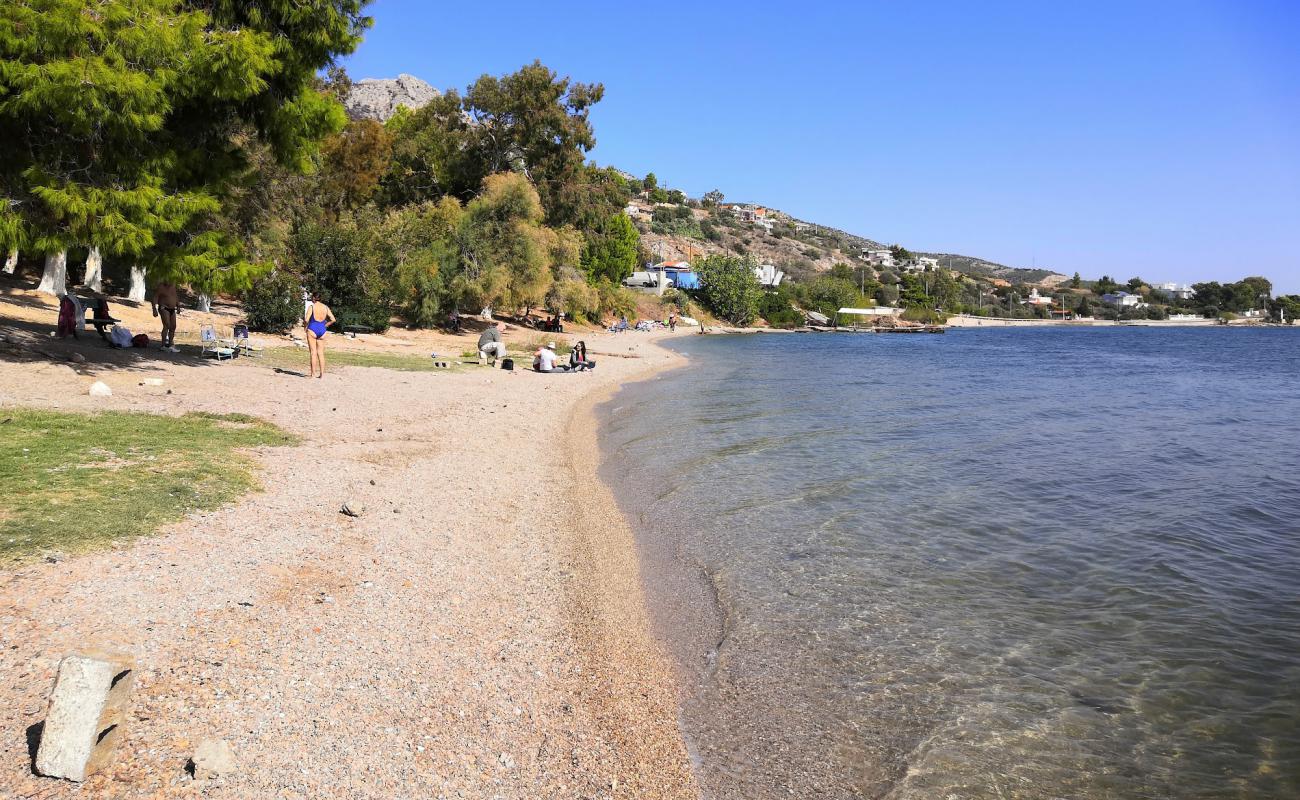Photo de Neraki Beach - Nea Peramos avec petits galets beige de surface