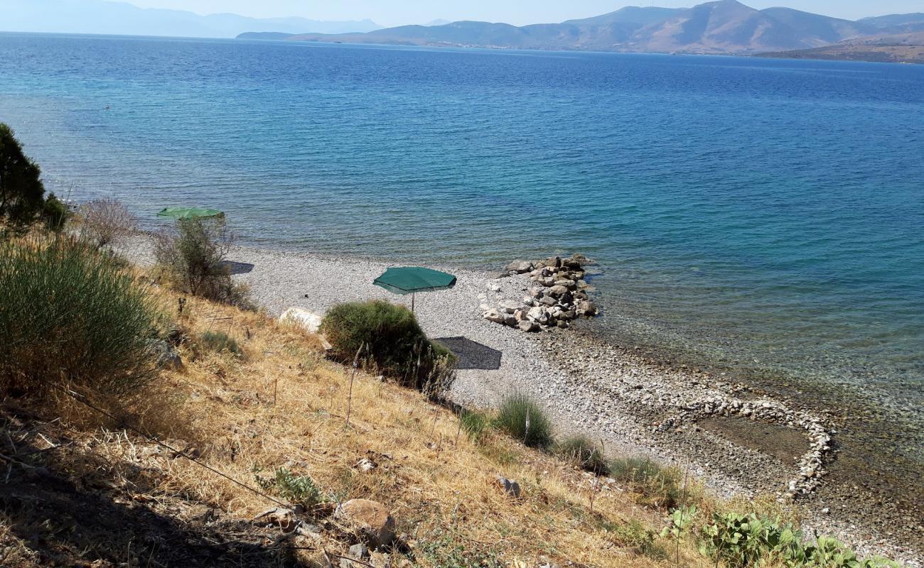 Photo de Camping Ayannis Itea Beach avec terrain rocheux de surface