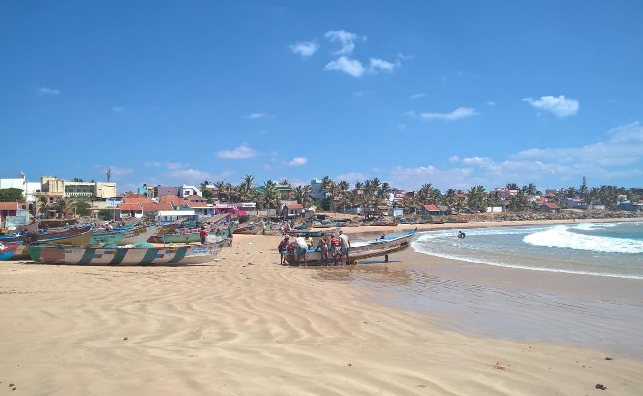 Photo de Kanyakumari Beach avec sable beige fin de surface