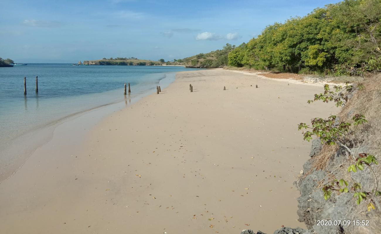 Photo de Temeak Beach avec sable rose de surface