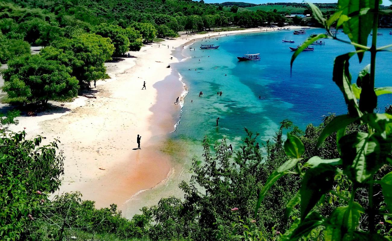 Photo de Pink Beach Lombok avec sable rose de surface