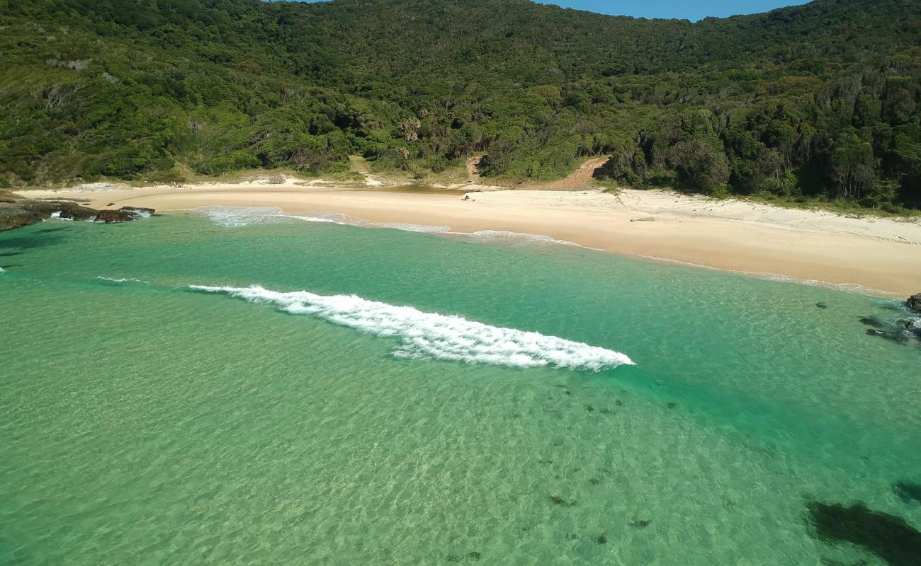 Photo de McBrides Beach avec sable beige fin de surface
