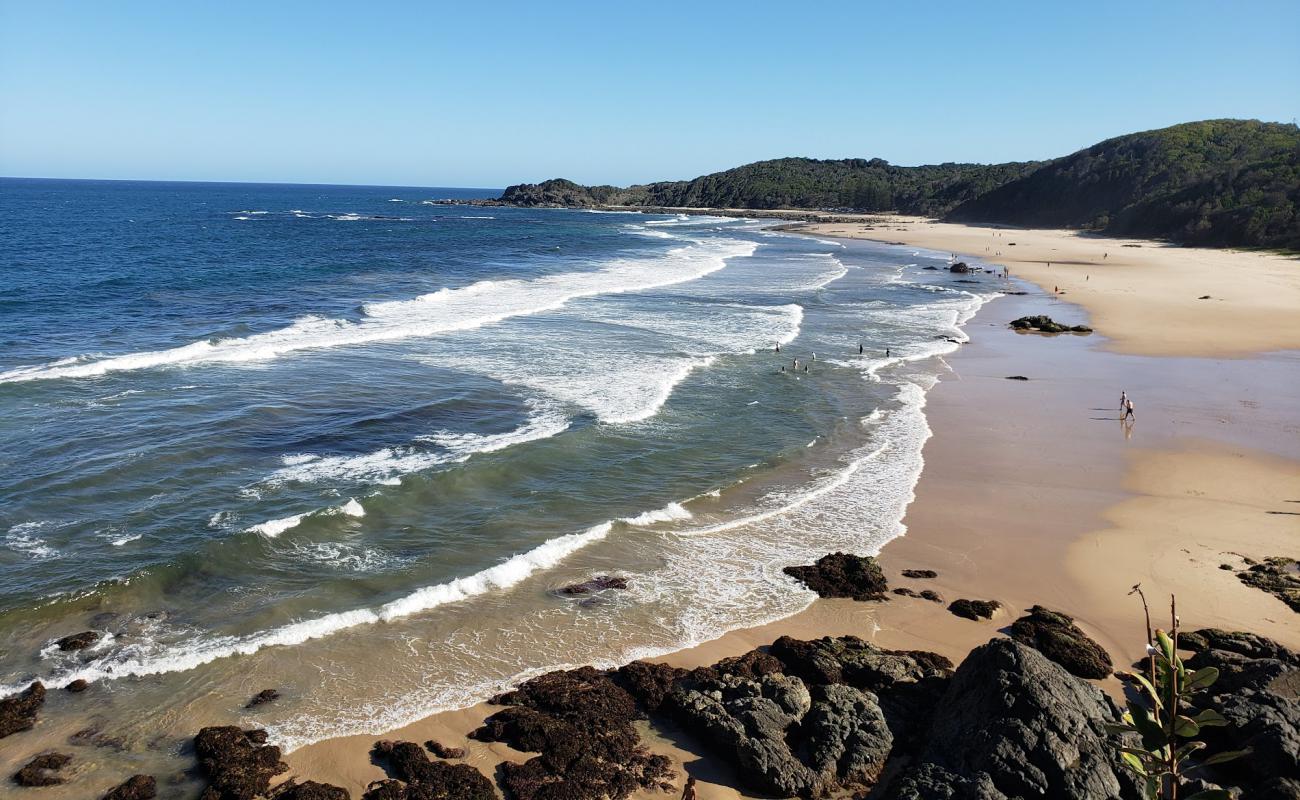 Photo de Shelly Beach avec sable beige fin de surface
