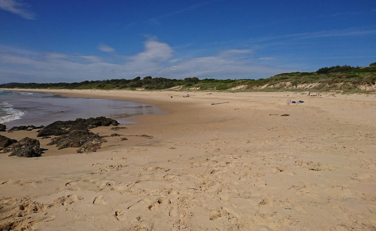 Photo de Woolgoolga Back Beach avec sable beige fin de surface