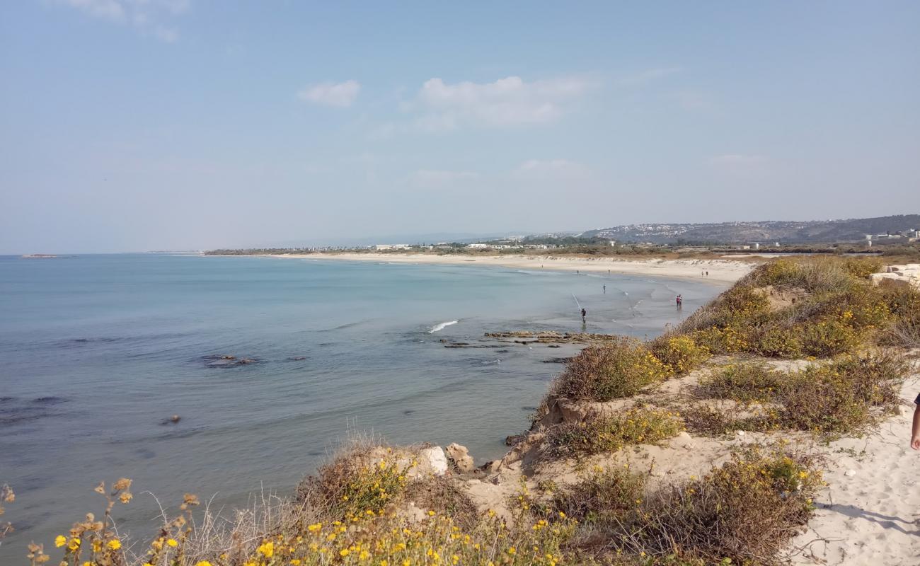 Photo de Tel Taninim beach avec sable fin et lumineux de surface