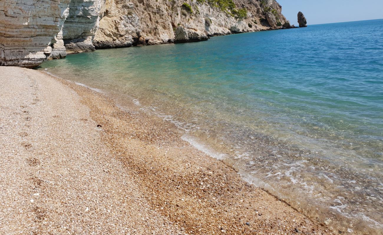 Photo de Cala della Malva avec petits galets beige de surface